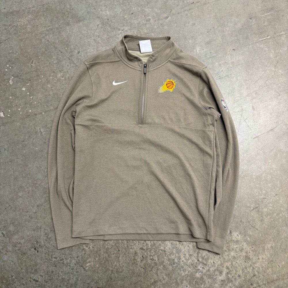 Nike NBA Phoenix Suns Dri-FIT Quarter Zip Pullover Mens Small Tan Khaki Logo